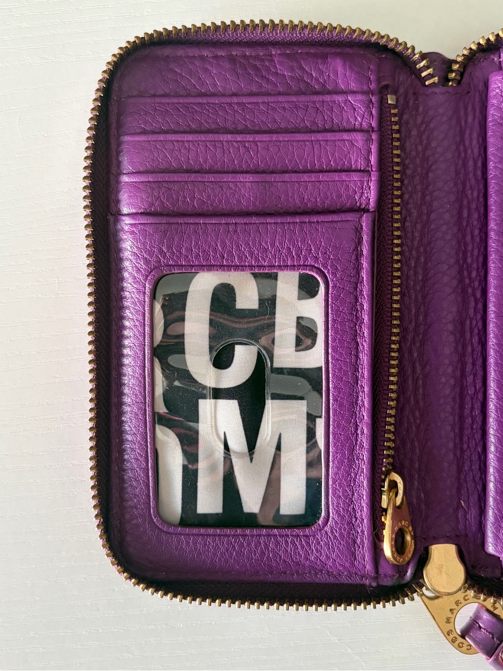 Marc by Marc Jacobs Purple Pebbled Leather Wallet with Gold Plaque - Picture 8 of 14